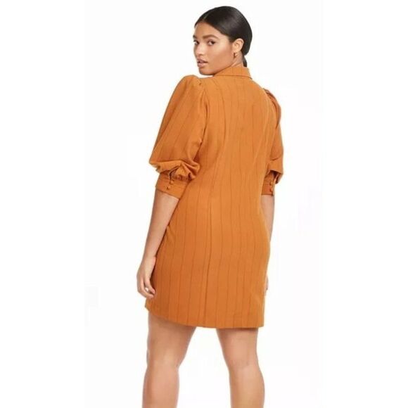 Danielle Bernstein Dress Women's 20W 2X Plus Size Brown Black‎ Pinstripe V-Neck - Picture 15 of 15